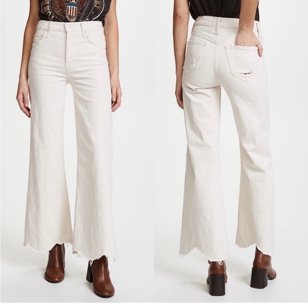 Mother Denim The Tomcat Roller Chew Wide
Leg in Unnatural Acts Cream size 24
